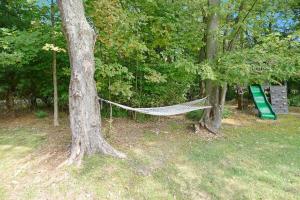 a hammock hanging between two trees in a park at Appy Place in South Haven