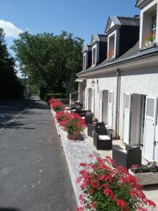 een rij bloemen aan de zijkant van een gebouw bij Le Pigeonnier in Saint-Martin-le-Beau