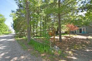 a house with a yard with trees and a driveway at Dancin' Bear in Glen Arbor