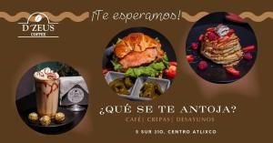 a flyer for a restaurant with a picture of some food at Hotel Casa del virrey Atlixco in Atlixco