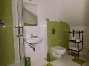 a bathroom with a toilet and a sink at Agroturystyka pod Czarną Sosną in Biały Ług