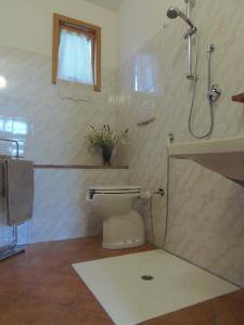 Marti的住宿－Podere Mazzana，浴室配有卫生间、淋浴和盥洗盆。