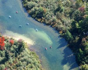 a group of people swimming in a river at Trout Lily Cabin in Beulah