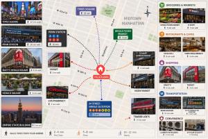 a map of the city of london with landmarks at Empire State & nest in New York