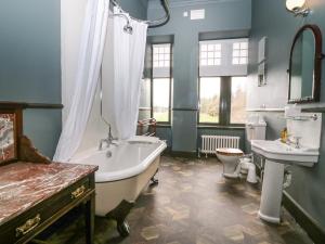 a bathroom with a tub and a toilet and a sink at Macdui - Mar Lodge Estate in Ballater +41 photos