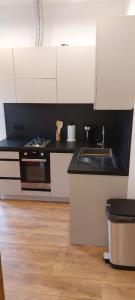 a kitchen with a sink and a counter top at Wleń Rynek in Wleń