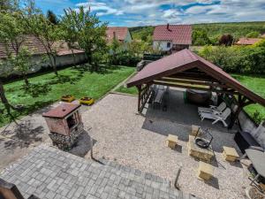 an overhead view of a backyard with a gazebo at Artemis Vendégház in Bogács