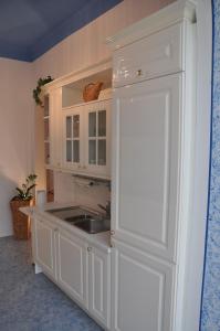 a kitchen with a sink and a white cabinet at Business Home Vienna in Vienna