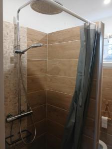 a shower with a glass door in a bathroom at Ghiso'Lodge in Ghisonaccia +25 photos