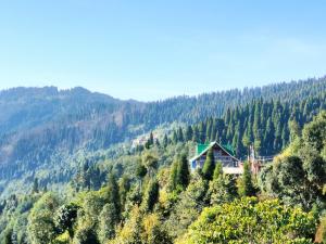 a house on top of a hill with trees at Dobhanay Homestay in Simāna Basti