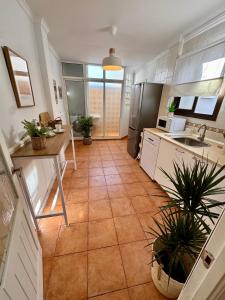 a kitchen with a counter and a sink and some plants at Casa en el centro de Nerja- Calle Nueva 21 in Nerja