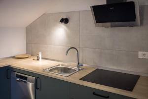 a kitchen counter with a sink and a microwave at Antares b&b in Cassina deʼ Pecchi +21 photos
