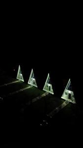 a view of a building in the dark at The Overlook in Bogë