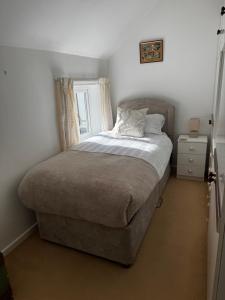 a bedroom with a bed and a window at Goosemoor Cottage in Longdon
