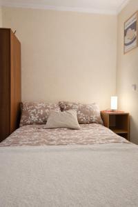 a bedroom with a bed with a pillow on it at Apartmani Petrović - 3 cozy family apartments in Kaludjerske Bare