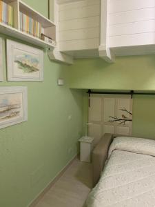 a bedroom with green walls and a bed in it at B&B Verde Pastello in Pianopoli