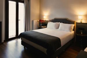 a bedroom with a large bed and a television at UMA Rural Boutique - La Garrotxa in Mieras