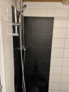 a shower with a hose in a bathroom at Landskaptsutsikt in Stallarholmen