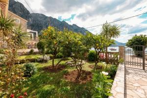 a garden with trees and plants in front of a building at Sea Nook in Trstenik