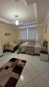 a bedroom with two beds and a rug on the floor at Di Fronte Al Bosco in Santa Teresa +35 photos