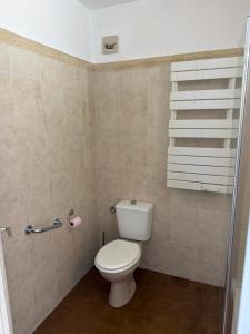 a bathroom with a toilet and a towel ladder at Appartement sagone in Coggia