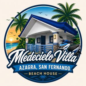 a logo for a beach house with a motorcycle parked in front at Medecielo Villa in San Fernando