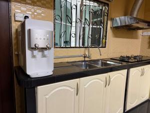 a kitchen with a sink and a coffee machine at AmaniStay Cameron Highlands in Cameron Highlands