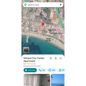 a screenshot of a cell phone with a map at Himara City-Center Apartment in Himare
