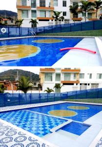 two pictures of a swimming pool on top of a building at Gran Vista in Fusagasuga