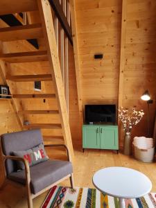 a living room with a chair and a table at Zvezdana šuma in Žabljak