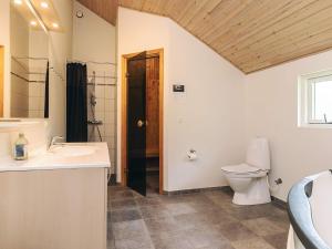 a bathroom with a toilet and a sink at 12 person holiday home in Idestrup-By Traum in Bøtø By +36 photos