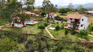 an aerial view of a house at Cabañas Campestres El Vaticano in Barichara