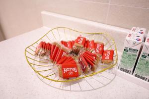 a basket of food on top of a counter at Hotel Soonsu Mia in Seoul