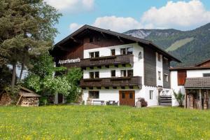 a house in a field in front of a mountain at App. Fam. Dr. Goldberger in Söll