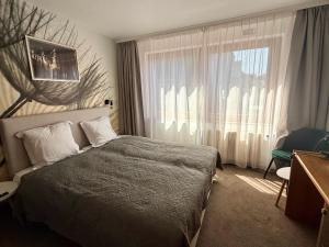 a hotel room with a bed and a window at Hôtel Albert 1er in Malmedy