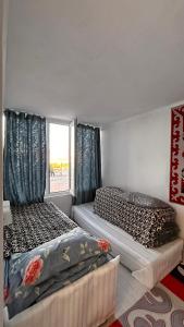 a room with two beds and a window at Crocodile Tash in Tong