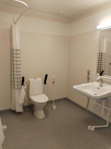 a bathroom with a toilet and a sink at Your cottege by the sea in Saltvik