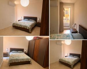 three different pictures of a bedroom with two beds at Link Point -Private room in shared Apartment in Misraħ Il-Barrieri