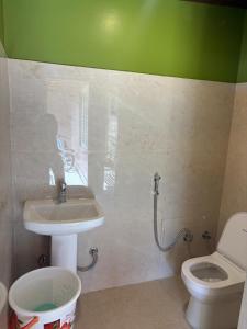 a bathroom with a sink and a toilet at Oliway Homestay in Lohaghāt