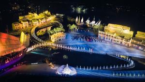 an aerial view of a city at night at The View Boutique Hoi An in Hoi An