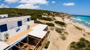 an aerial view of a building on a beach at Apartamentos Es Cupina in La Mola
