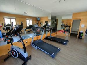 a gym with several treadmills and exercise bikes at Studio N 02 Stalla Sischese in Sisco