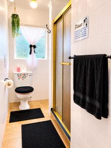 a bathroom with a toilet and a window at Zhantique Guest House 2- Unit 4 in Boksburg