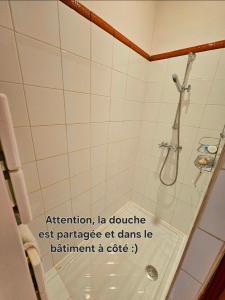 an image of a bathroom with a shower at La Forge - calme absolu avec vue sur les Pyrenées in Villarzel-du-Razès