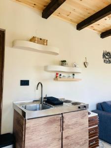 a kitchen with a sink and a stove at Falcon Cottage,Montenegro in Korita