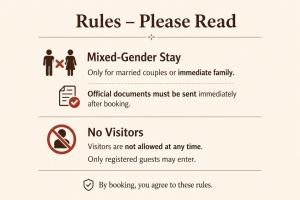 a sign that reads mixed gender stay only for married couples or immediate family at 7 Heaven in Alexandria