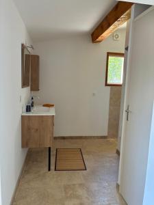 a kitchen with a sink and a counter at Le Cabanon de Pépé in Mane
