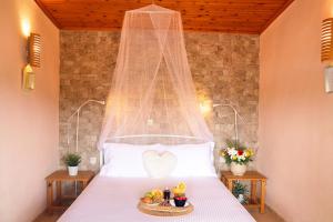 a bedroom with a bed with a netting above it at La Rosalie in Astris +137 photos