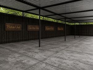 a covered area with signs on the side of a building at Hartbeespoort - El-Tsuri Guest Resort in Hartbeespoort