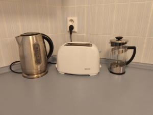 a toaster and a blender on a counter at Podchlumský mlýn in Semechnice